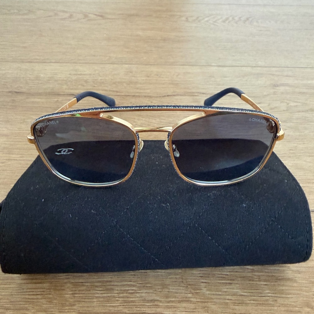 Chanel Gold Pilot Sunglasses